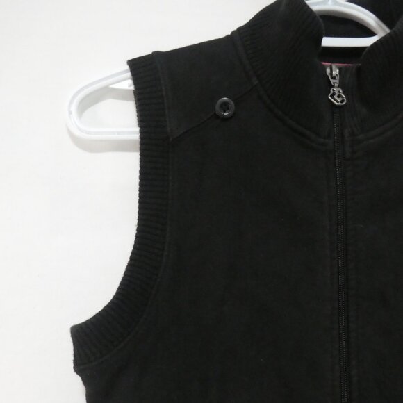 GROGGY | small | Black Sleeveless Zip-Up Sweatshirt Vest | Zip-Up Pockets - Picture 3 of 16